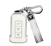Rondrive TPU Car Key Case Cover Protective Case Fits Mitsubishi Outlander PHEV 2020-2022 5-Button Pajero Delica D5 X Force 2023 Eclipse Cross Key Case Key Case-A White
