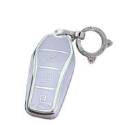 Rondrive TPU Silver Edges Car Key Case Compatible with BYD Atto 3 Dolphin Surf Han Tang Song Seal 6 DM-i Sealion 5 DM- 2026 2025 TPU Key Cover Key Cover Key Ring B Purple