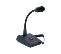 Rondson PA 100X call microphone with XLR connector Dynamic desktop microphone with gooseneck, cardioid pickup pattern, push button, and XLR