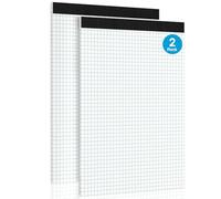 Roneky Graph Paper Pads A4 Graph Notebook, 2 Pack 4x4 Quad Grid Paper, 30 Sheets Engineering Paper, Perforations A4 Lined Pads with Sturdy Cardboard for Drawing, Designing, Math Sketching
