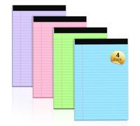 Roneky Legal Pads 5x8 Colored Note Pads, 4 Pack College Ruled Notepads 5x8 Lined Paper, Colored Notebook 30 Sheets per Writing Paper Small Notepads for Home Office School Supplies