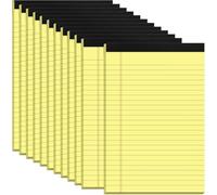 Roneky Yellow Legal Pads A5 Notepads, 12 Pack Small Note Pads A5 College Ruled Perforated Memo Pad for Work, Narrow Ruled Lined Writing Pads, 30 Sheets Per Pad, Mini Notepad for Office Home School