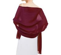 RonFoxi Chiffon Shawl Warps - Summer Burgundy Warp Shawls Formal Bridal Bridesmaids Scarf Women Evening Dresses(Burgundy-New)