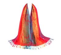 RonFoxi Pashmina Wraps for Women - Soft Pashmina Rave Shawls Flower Rainbow Scarves for Birthday Present (UK-Style 3-Jujube Red)