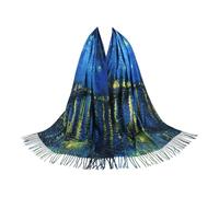 RonFoxi Reversible Pashmina Scarf - Double-side Cashmere Feel Shawl Wrap Monet Van Gogh Art Printing Scarves, Style 09（different Double-side）, 28"*79"