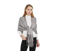 RonFoxi Silver Silky Pashmina Scarf - Women Soft Pashmina Shawls and Warps for Wedding Bridal Bridesmaid(UK-Silver)