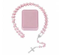 RONG YAN SHENG SHI 2025 Fashion Love Prayer Beads Catholic Women - Love Prayer Bead Necklace, paired with a pink gift box, is a beautiful gift for your girlfriend, 53cm, Zinc, No Gemstone