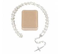 RONG YAN SHENG SHI 2025 Fashion Love Prayer Beads Catholic Women - Love Prayer Bead Necklace, paired with a pink gift box, is a beautiful gift for your girlfriend, 53cm, Zinc, No Gemstone