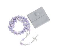 RONG YAN SHENG SHI Fashion Rosary Beads Catholic for Women - Gradient Colored Crystal Rosary Beads, Solid Colored Simple Style Button Bag, Gifts for Women, 50 cm, Zinc, No Gemstone