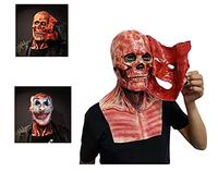 RONGbbppQ Halloween Skull Can Tear Open Double-Layer Mask, Creepy Halloween Head Skull Mask, Full Head Skull Mask with Movable Jaw, Halloween Costume Party Latex Mask For Adult, Red, 25 * 45cm