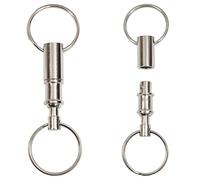 Rongbo Quick Release Detachable Pull Apart Key Rings Keychains,Double Spring Split Snap Seperate Chain Lock Holder, 2pack, S