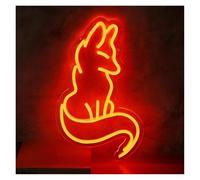 RONGCH Fox Neon Sign, LED Neon Sign, 17.7cm×30cm, Acrylic, USB Powered, Dimmable, Multifunctional Decor for Game Room, Party, Bedroom