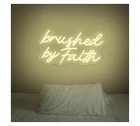 RONGCH Hanging Art Neon Signs Brushed by Faith Neon Lights USB Powered Dimmable Sign for Hallway Birthday Party House Art Decoration 25.5cm×45cm