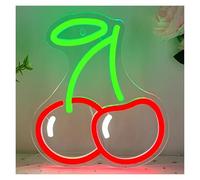 RONGCH Hanging Art Neon Signs Cherry Neon Sign Wall Decor USB Dimmable LED Light for Party Store Bedroom Business Decor 23x20cm(B)