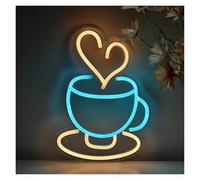 RONGCH Hanging Art Neon Signs Coffee Cup Neon Sign LED Light Dimmable USB Powered for Dorm Home Bedroom Office Cafe Shop Bar Club Wall Decor 29.7cmx21.34cm