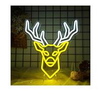 RONGCH Hanging Art Neon Signs Deer Head Neon Sign USB Powered Dimmable Light for Living Game Room Man Cave Aesthetic Wall Mount Decor