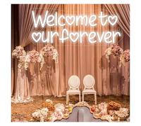 RONGCH Hanging Art Neon Signs Handmade Neon Signs USB Powered Welcome to Our Forever Neon Lights Suitable for Wedding Party Decor 17cmx42cm(B)