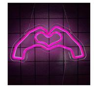 RONGCH Hanging Art Neon Signs Heart Hands Neon Signs for Wall Decor Gesture Neon Light Sign for Bedroom, Bar, Party, Wedding, Birthday 17.5cmх35cm
