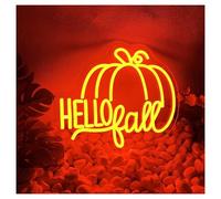 RONGCH Hanging Art Neon Signs Hello Fall Pumpkin Neon Sign, Suitable for Shop,Home Decor with Brightness Adjustable 32.5cmx40cm(A)
