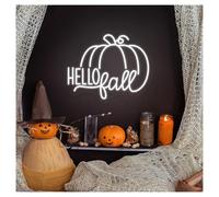 RONGCH Hanging Art Neon Signs Hello Fall Pumpkin Neon Sign, Suitable for Shop,Home Decor with Brightness Adjustable 32.5cmx40cm(C)