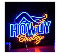 RONGCH Hanging Art Neon Signs Howdy Cowboy Neon Sign Dimmable Energy-Efficient Night Light for Bar Game Room Man Cave Party Wall Decor 39.4cmх30cm