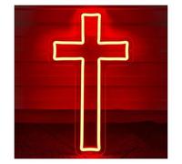 RONGCH Hanging Art Neon Signs Jesus Cross Neon Sign USB Powered Neon Light for Churches Corridor Party Office Wall Decor 22.9x40.5cm