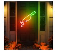 RONGCH Hanging Art Neon Signs Knife & Blood Neon Sign with Adjustable Brightness Suitable for Festive Party Decor 40cmx47cm(B)