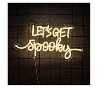 RONGCH Hanging Art Neon Signs Let's Get Spooky Neon Sign Light Dimmable USB Powered for Bedroom Bar Man Cave Party Room Wall Decor 41.8cmx21.8cm