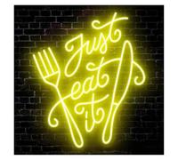 RONGCH Hanging Art Neon Signs Let's Go Eat Neon Signs Lights Suitable for Restaurants Gatherings Walls Dectors Home Dinners Table Bars and Hotels 30cmx35cm