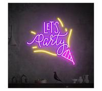 RONGCH Hanging Art Neon Signs Let's Party Neon Sign USB Powered Adjustable Brightness Ice Cream Neon Lights Suitable for Shop Room Wall Decor(C,40cmx40cm)