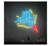 RONGCH Hanging Art Neon Signs Let's Party Neon Sign USB Powered Adjustable Brightness Ice Cream Neon Lights Suitable for Shop Room Wall Decor(D,40cmx40cm)