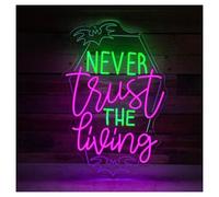 RONGCH Hanging Art Neon Signs Letter Neon Light Never Trust The Living with Adjustable Brightness Suitable for Club Wall Decor 33cmx51cm