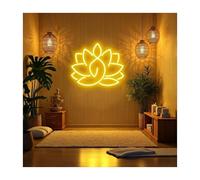 RONGCH Hanging Art Neon Signs Neon Lights Lotus Adjustable Brightness Suitable for Studio Home Wall Decor 32cmx38cm(A)