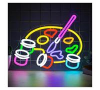RONGCH Hanging Art Neon Signs Paint Palette Neon Sign Light Dimmable for Classroom Party Business Studio Room Birthday Decor Wall Decor 34.5cmx32cm