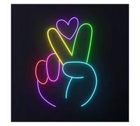 RONGCH Hanging Art Neon Signs Peace Hand Heart Neon Sign Light USB Powered Win Victory Gesture Yeah for Home Room Bedroom Living Room Office Personalized Wall Decor 38cmx24cm