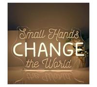 RONGCH Hanging Art Neon Signs Small Hands Change The World Neon Sign Carving LED Light Dimmable for Birthday Party Club Bedroom Room Office Wall Decor 42cmx24.7cm