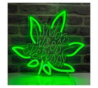 RONGCH Hanging Art Neon Signs Smoking Every Day Neon Sign Leaves Light Dimmable USB Powered for Bar Man Cave Birthday Party Wall Decor 32cmx33cm