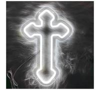 RONGCH Hanging Art Neon Signs The Cross Shape Neon Signs Lamp is Suitable for The Festive Atmosphere Hall Decoration Room 38X24cm(White)