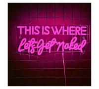RONGCH Hanging Art Neon Signs This is Where Let's Get Naked Neon Sign Light Dimmable for Home Bathroom Housewarming Wall Art Decor 42cmx19cm