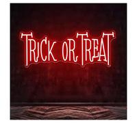 RONGCH Hanging Art Neon Signs Trick Or Treat Neon Light with Adjustable Brightness Suitable for Bistro Pub Wall Hangings Decor 19cmx51cm(A)