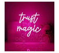 RONGCH Hanging Art Neon Signs Trust The Magic of New Beginnings Neon Sign Carving LED Light Dimmable for Bedroom Birthday Party Club Wall Decor 38.87cmx37.95cm
