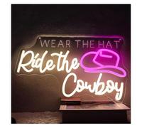 RONGCH Hanging Art Neon Signs We Ar The Hat Ride The Cowboy Neon Sign Adjustable Brightness Light for Bedroom Home Bar Club Hotel Party Wall Decor 42cmx35cm