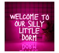 RONGCH Hanging Art Neon Signs Welcome to Our Silly Little Dorm Neon Sign USB Powered LED Light for School Dormitory Bedroom Birthday Party Club Wall Art Decor 42cmx30.2cm