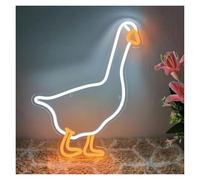 RONGCH Hanging Art Neon Signs White Goose Cute LED Neon Light Sign Acrylic USB Dimmer Switch for Home Kids Bedroom Wall Art Decor Night Lamps