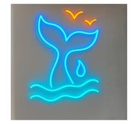 RONGCH Hanging Art Signs Whale Tail Wave Neon Sign USB Powered LED Light for Kids Room Bedroom Table Bar Party Wall Decor 40cm