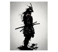 RONGCH Wall Art Canvas Prints Black And White Samurai Portrait Jungle Posters Prints Japanese Warrior Wall Art Canvas Painting For Home Decor(G,50x70cm)