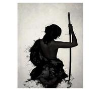 RONGCH Wall Art Canvas Prints Black And White Samurai Portrait Jungle Posters Prints Japanese Warrior Wall Art Canvas Painting For Home Decor(E,50x70cm)