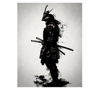 RONGCH Wall Art Canvas Prints Black And White Samurai Portrait Jungle Posters Prints Japanese Warrior Wall Art Canvas Painting For Home Decor(H,40x50cm)