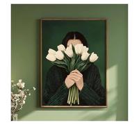 RONGCH Wall Art Canvas Prints Emerald Green Abstract Figure Art,Tulip Woman,Female Portrait Art Canvas Painting No Frame For Living Room Decoration(30x40cm)