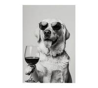 RONGCH Wall Art Canvas Prints Funny Retro Dog Drinking Champagne Animal French Bulldog Golden Retriever Poster Canvas Paintings Wall Art Home Decor(O,40x50cm)